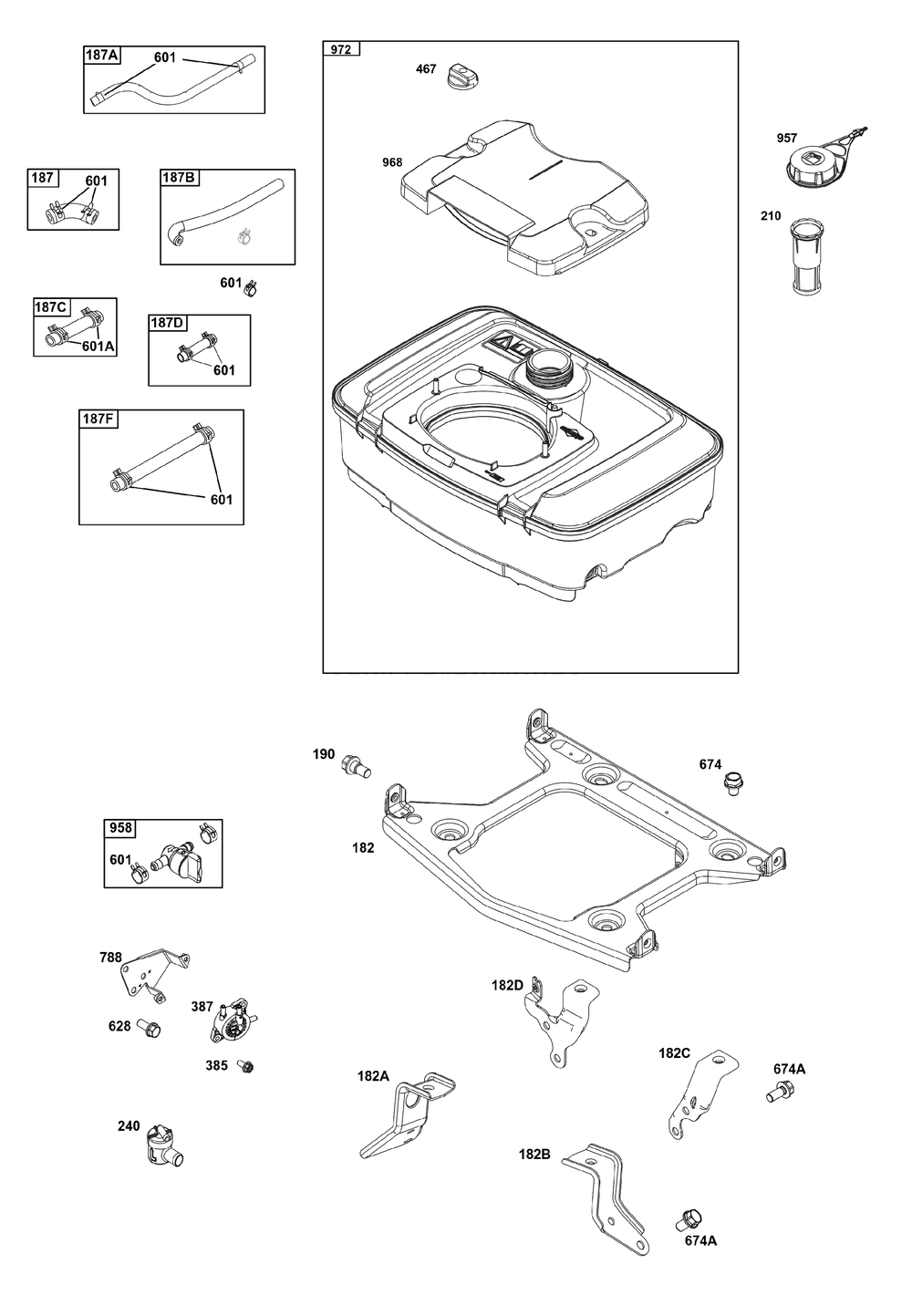 Fuel Supply Group Diagram and Parts List for 305447-3199-H5 200000 - 399999 Briggs and Stratton Engine